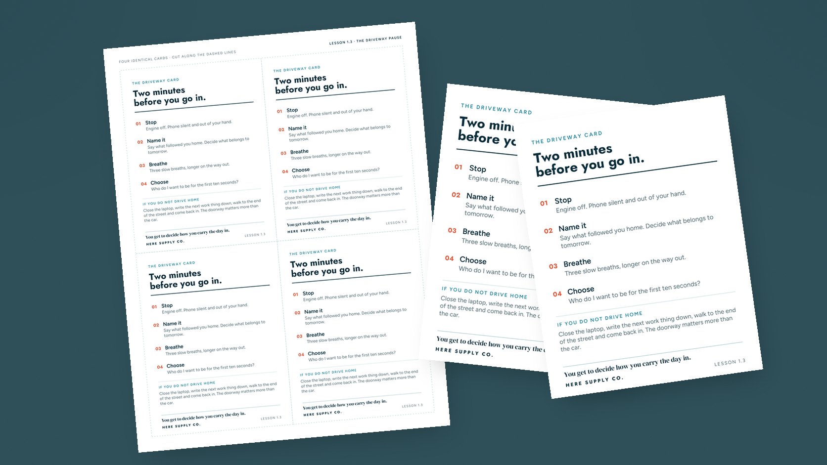 The printed Driveway Card, a sheet of four and two cut cards